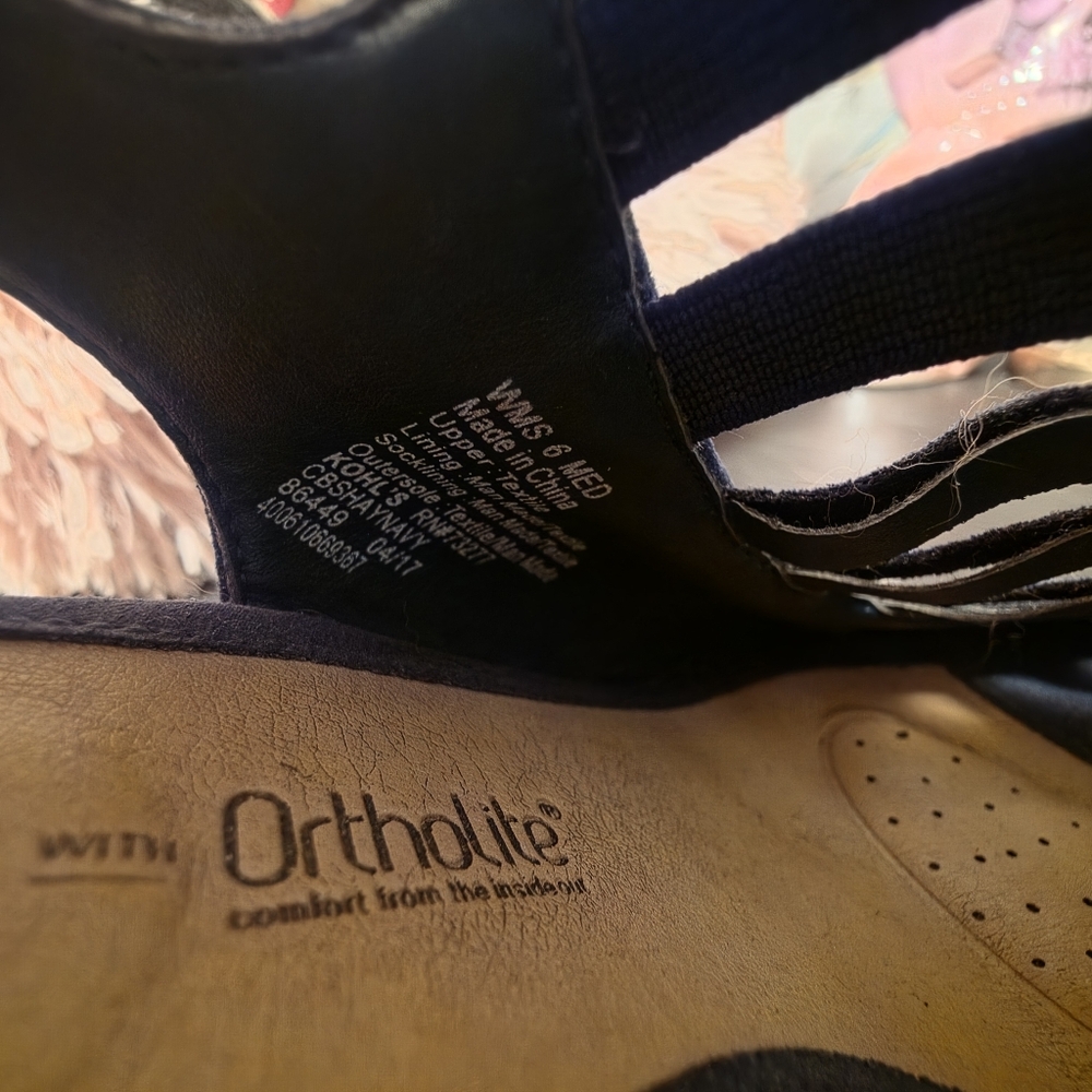 croft & barrow Navy Suede Cutout Slingback Heels - Picture 4 of 5